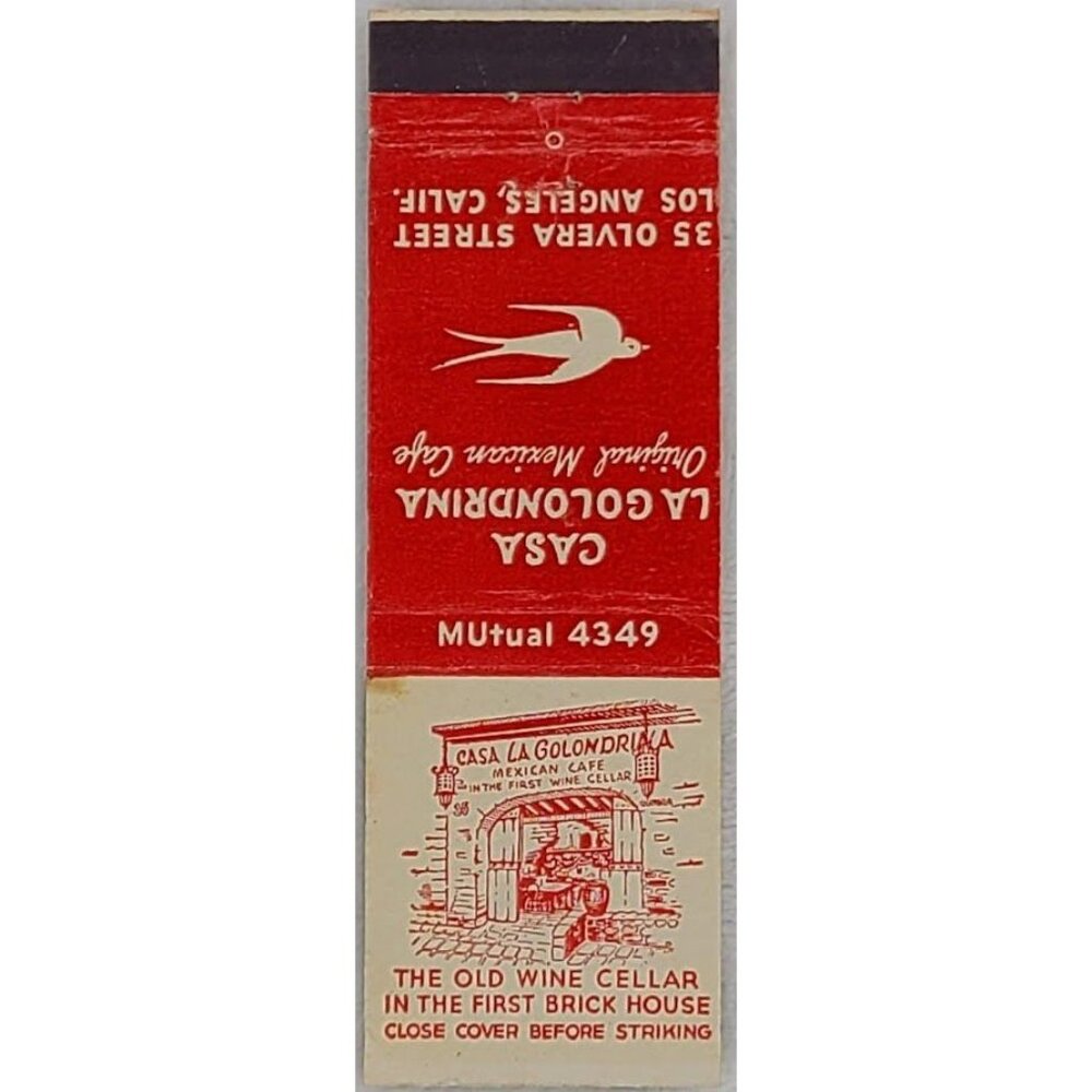 Front Strike Matchbook Cover Casa La Golondrina Los Angeles CA California